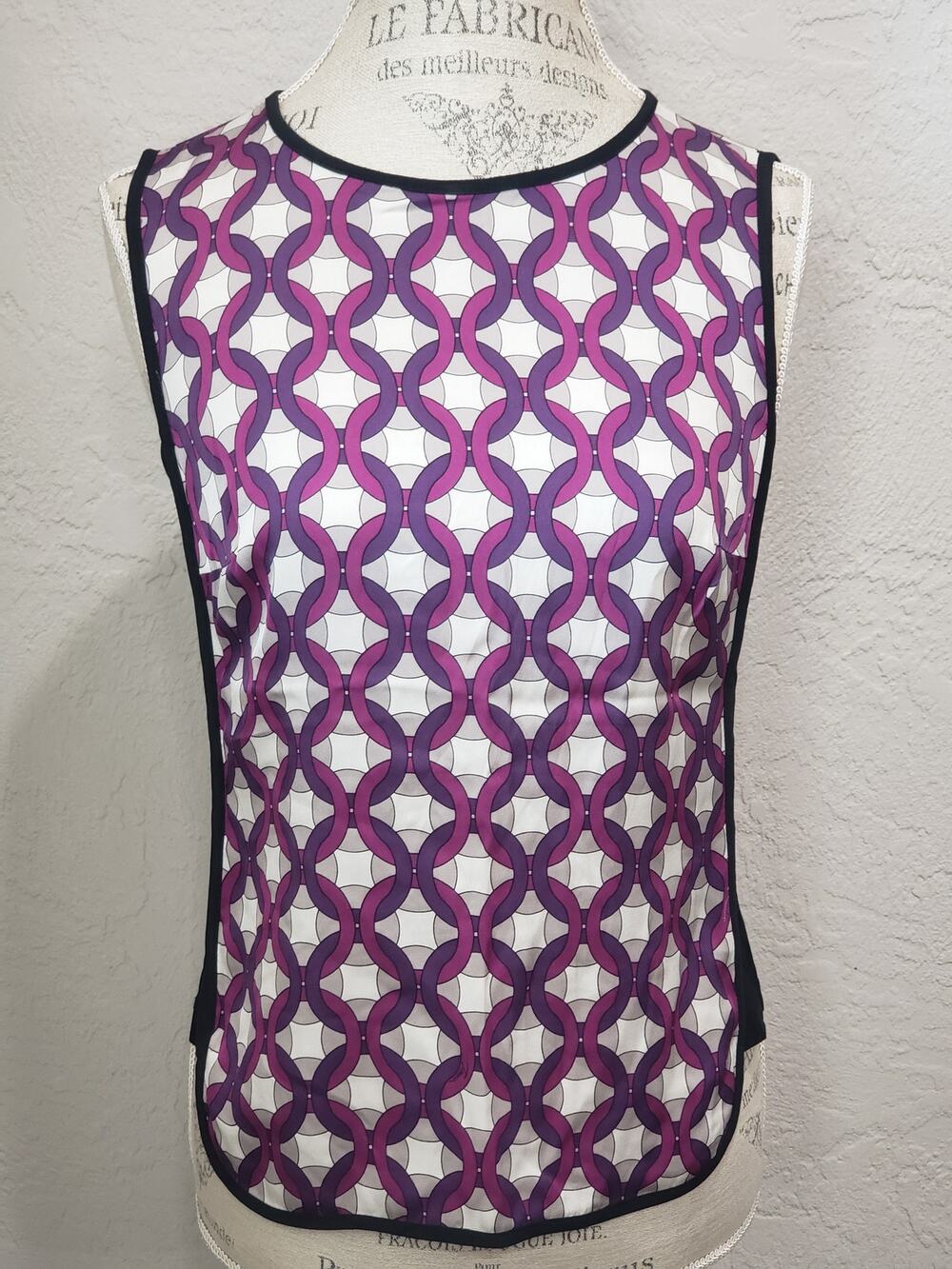 Trina Turk Multicolor Abstract Sleeveless Silk Blouse